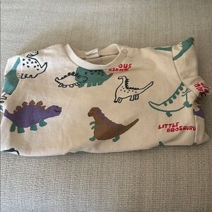 H&M 9-12 Baby Beige Dinosaur Print Sweatshirt